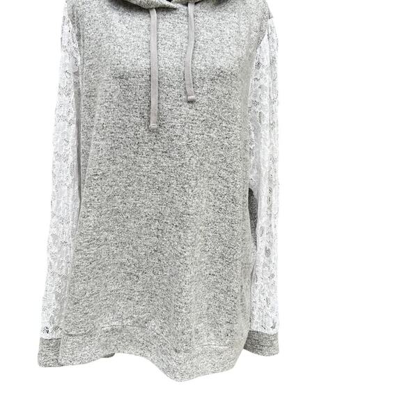 TORRID, SUPER SOFT, women's  size 2 (18-20 2X) hoodie, gray with lace sleeves - Picture 2 of 10